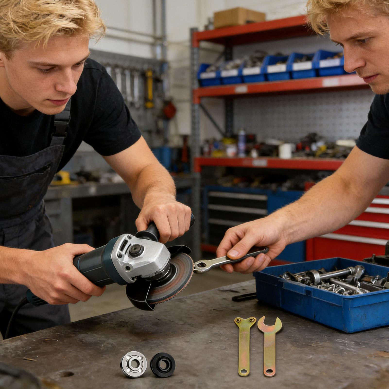 Power Tools In Workshop - Set di chiavi per smerigliatrice angolare
