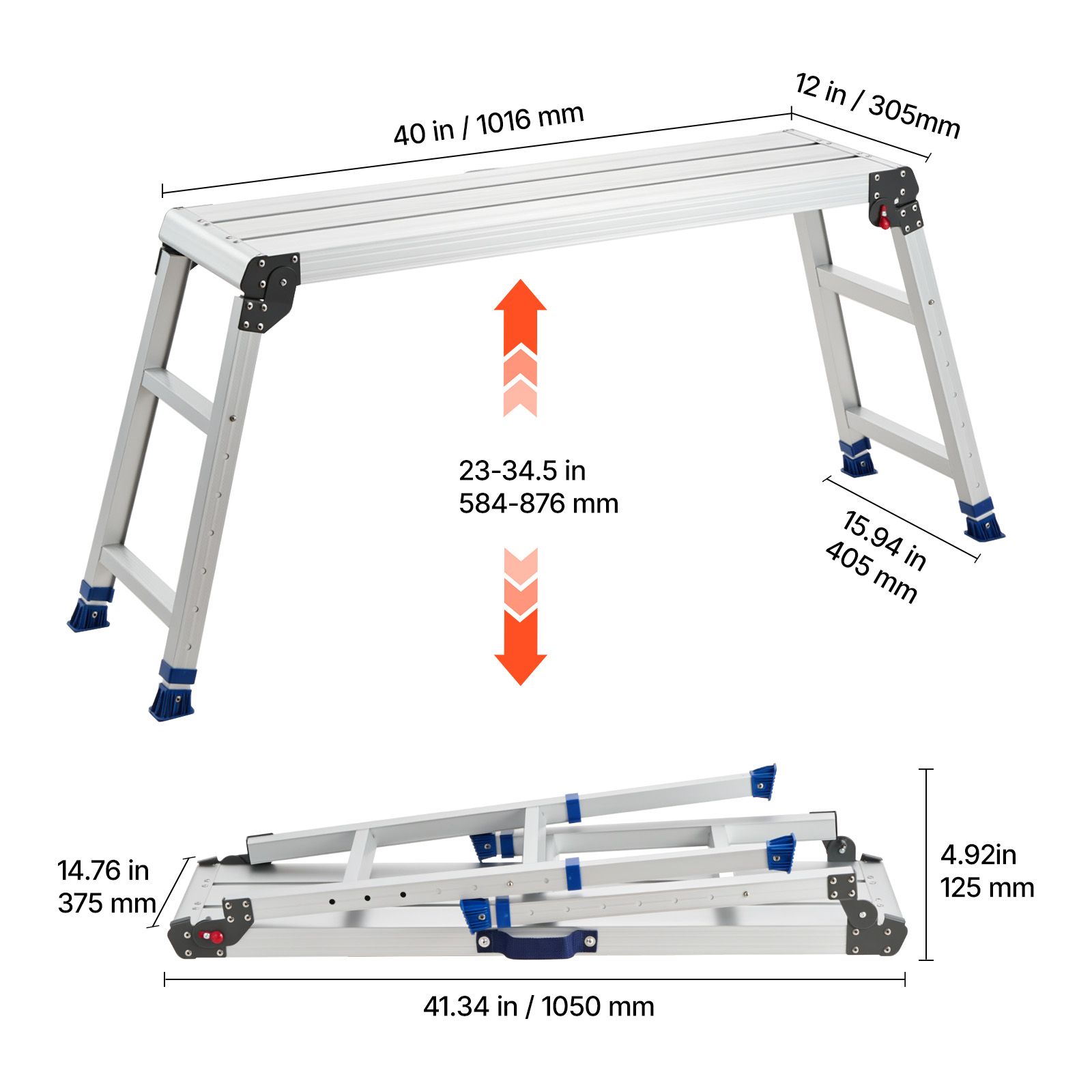 Workbench Portable Fold - Piattaforma da Lavoro Pieghevole, Altezza Regolabile